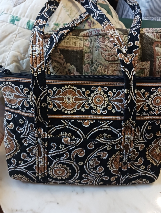 Vera Bradley Handbags - Vera Bradley 2008 Caffe Latte Shoulder Bag, Retired Quilted Cotton Purse
